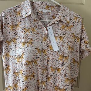 Jane & Delancey Animal Print Blouse - Pink and Yellow